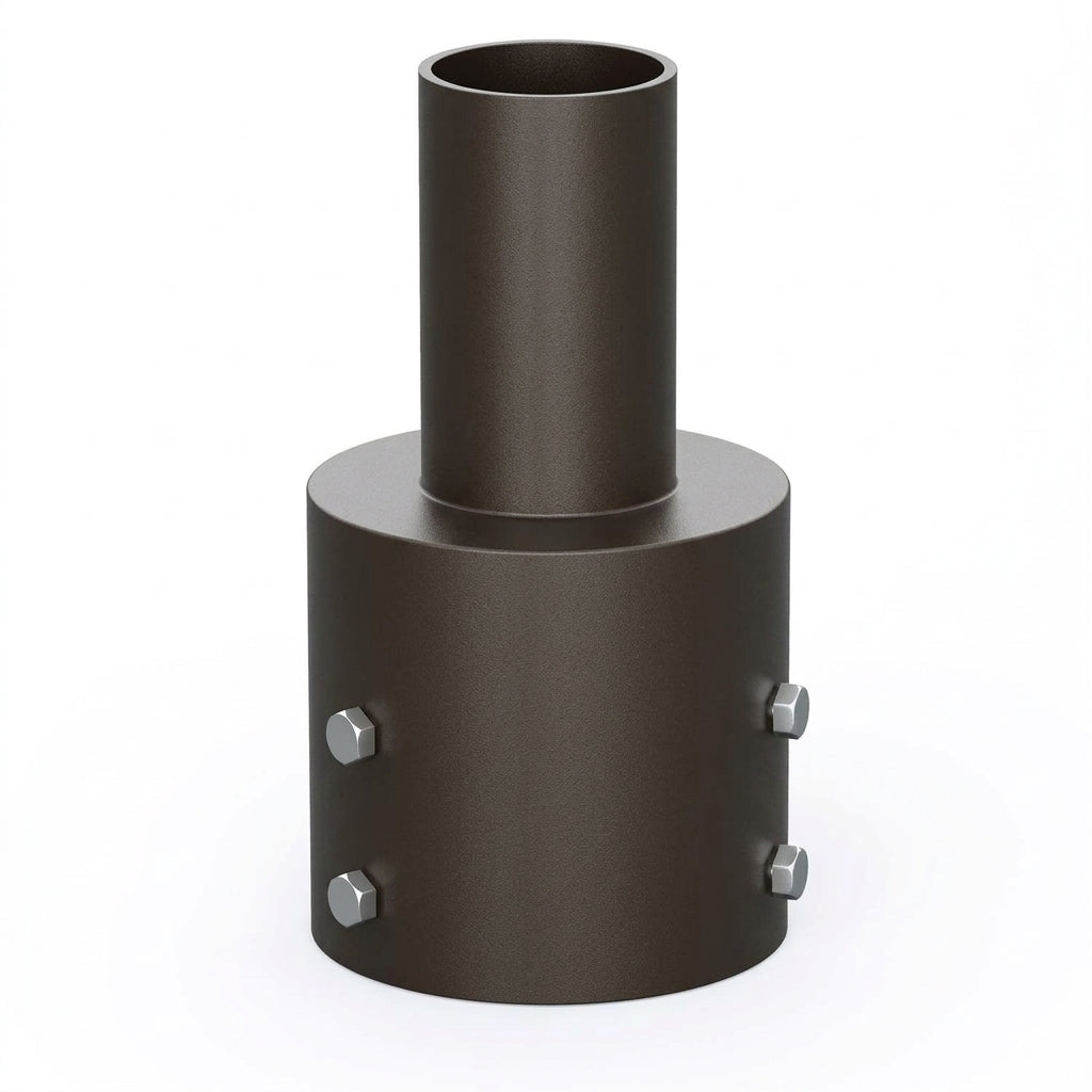 Tenon adapter for a 4 inch round light pole with a 2-3/8 inch top tenon