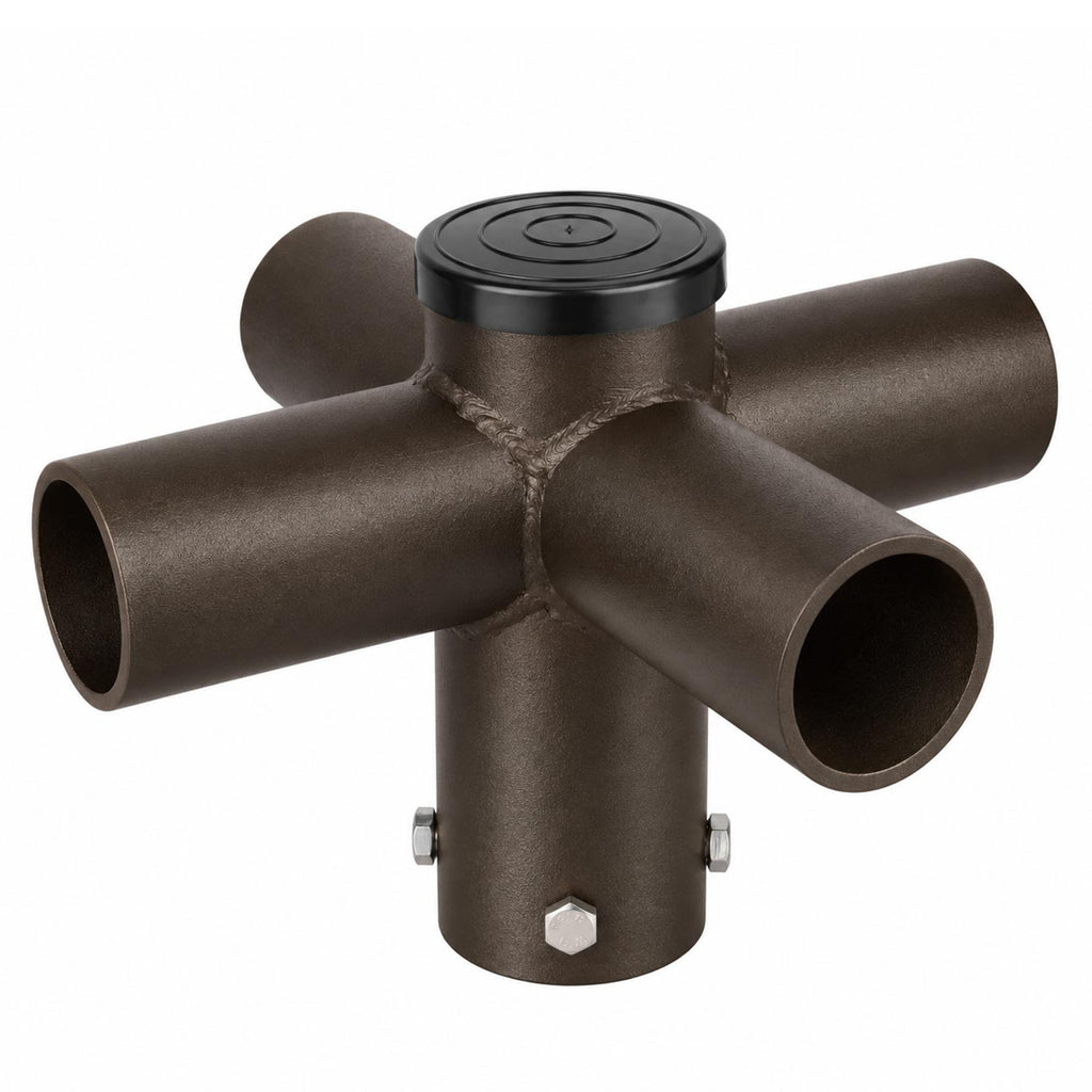 90 degree quad spoke bracket tenon adapter for four light fixtures