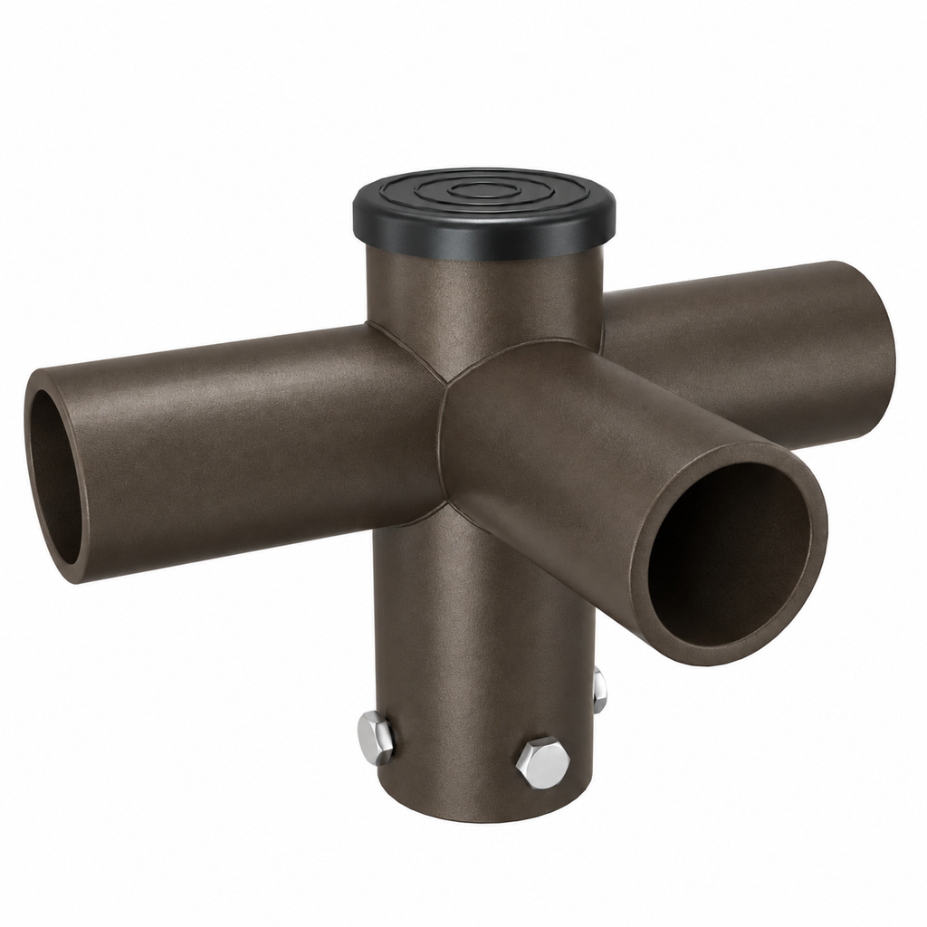 90 degree triple spoke bracket tenon adapter for three light fixtures