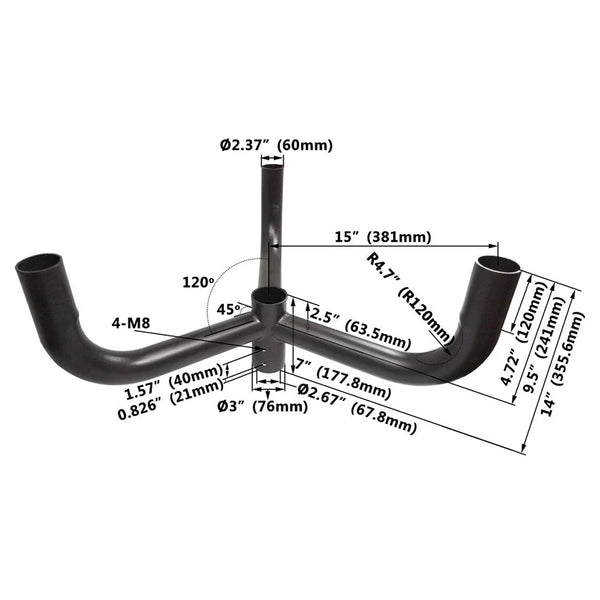 Triple Bullhorn Bracket with 3 Arms at 120degree