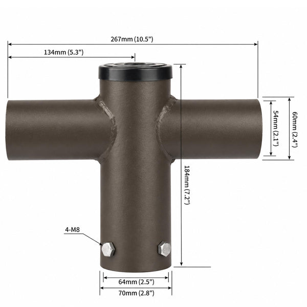 Double spoke bracket tenon adapter dimensions for light pole mounting
