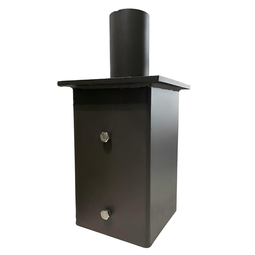 Light pole tenon adapter for 6inches square pole(internal fit),bronze and steel,bottom portion of 5 inches,top tenon of 2.36 inches
