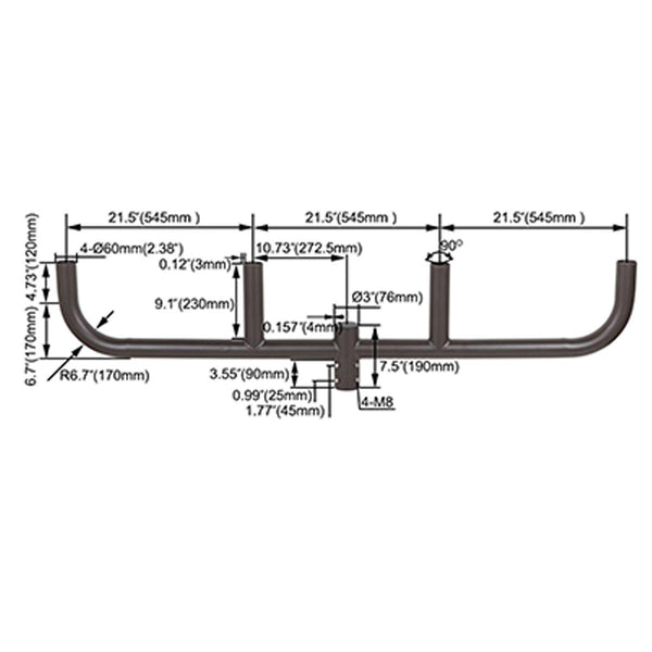 quad bullhorn bracket for 4 light fixtures at 180 degree