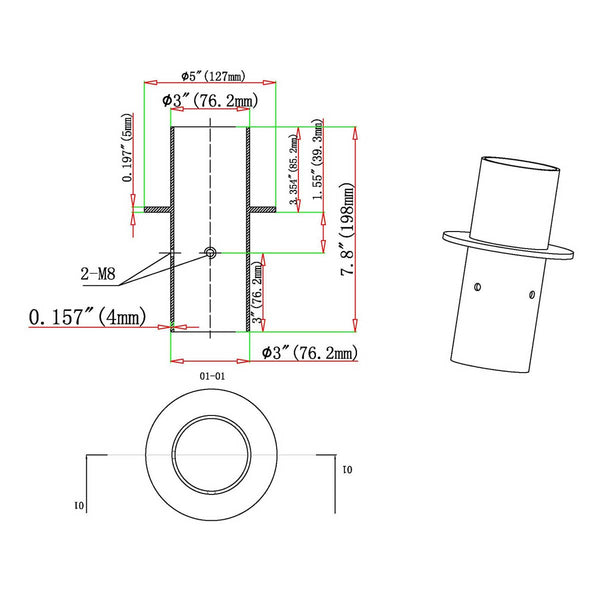  pole top reducer allows to attach light fixtures requiring a 3 inch pole top on 4 inch or 5 inch round light poles