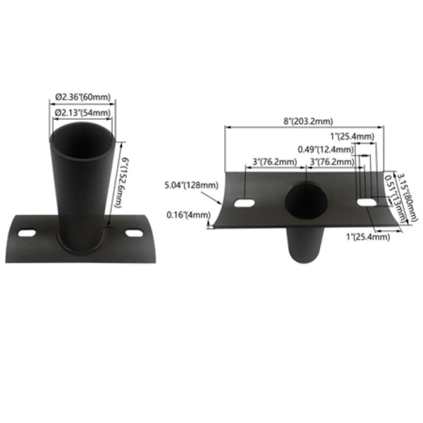 side tenon adapter to round pole,convert arm mount into slip fit mount,galvanized steel,bronze color