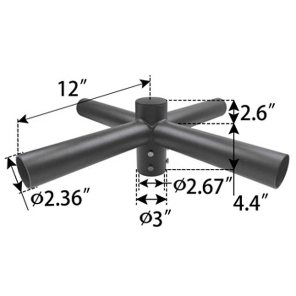 steel spoke bracket with 4 arms at 90 degree