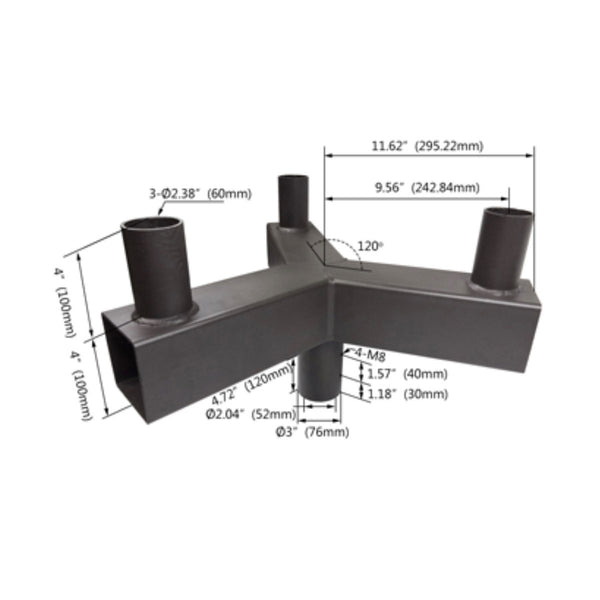 low profile triple bullhorn with 3 tenons at 120 degree