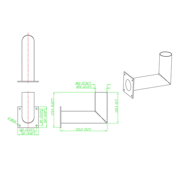 L shape wall mounted bracket with 2 3/8 inches tenon,mounting bolts are included